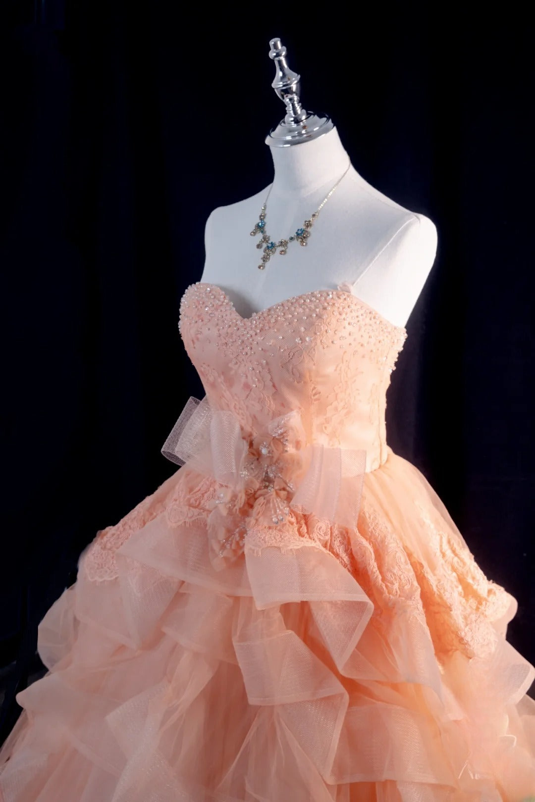 Pretty Ball Gown Blush Pink Quinceanera Dresses With Tiered For Sweet 15 Anos Celebration Birthday Formal Gown RB8789