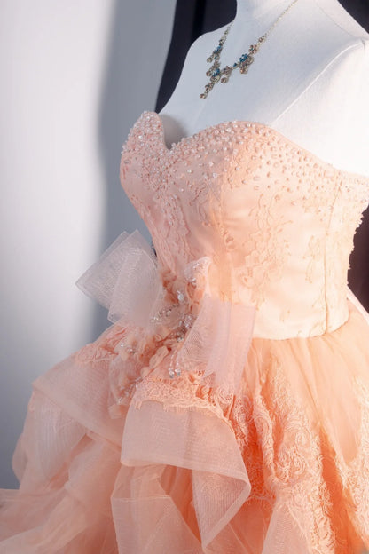 Pretty Ball Gown Blush Pink Quinceanera Dresses With Tiered For Sweet 15 Anos Celebration Birthday Formal Gown RB8789