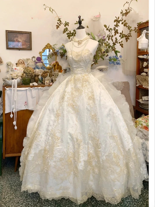 Vintage Wedding Dress Ball Gown Sweetheart With Appliques Bridal Gown for Big Day RB9627