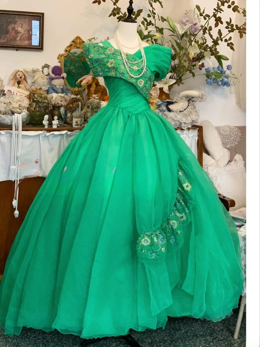 Sweet 16 Dress Ball Gown Off Shoulder Green Tulle With Lace Vestido De 15 Sweet Sixteen Dress RB9633