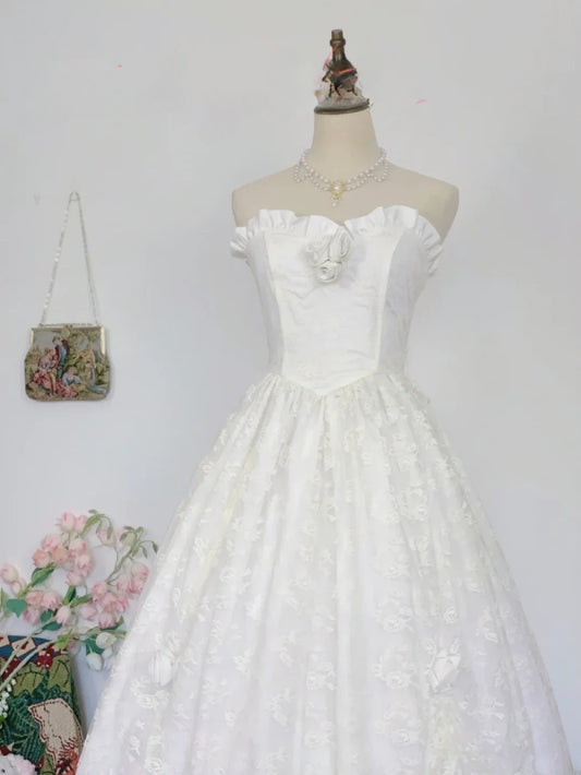Vintage Wedding Dress Ball Gown Sweetheart Lace White Bridal Gown for Big Day RB9636