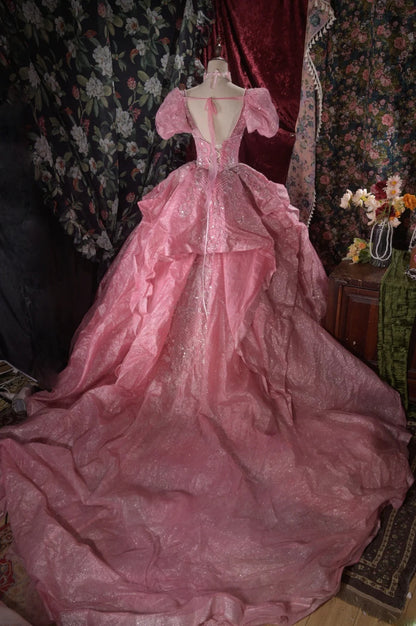 Charming Ball Gown Pink Sweetheart Quinceanera Dresses With Lace For Sweet 15 Anos Celebration Birthday Formal Gown RB8789