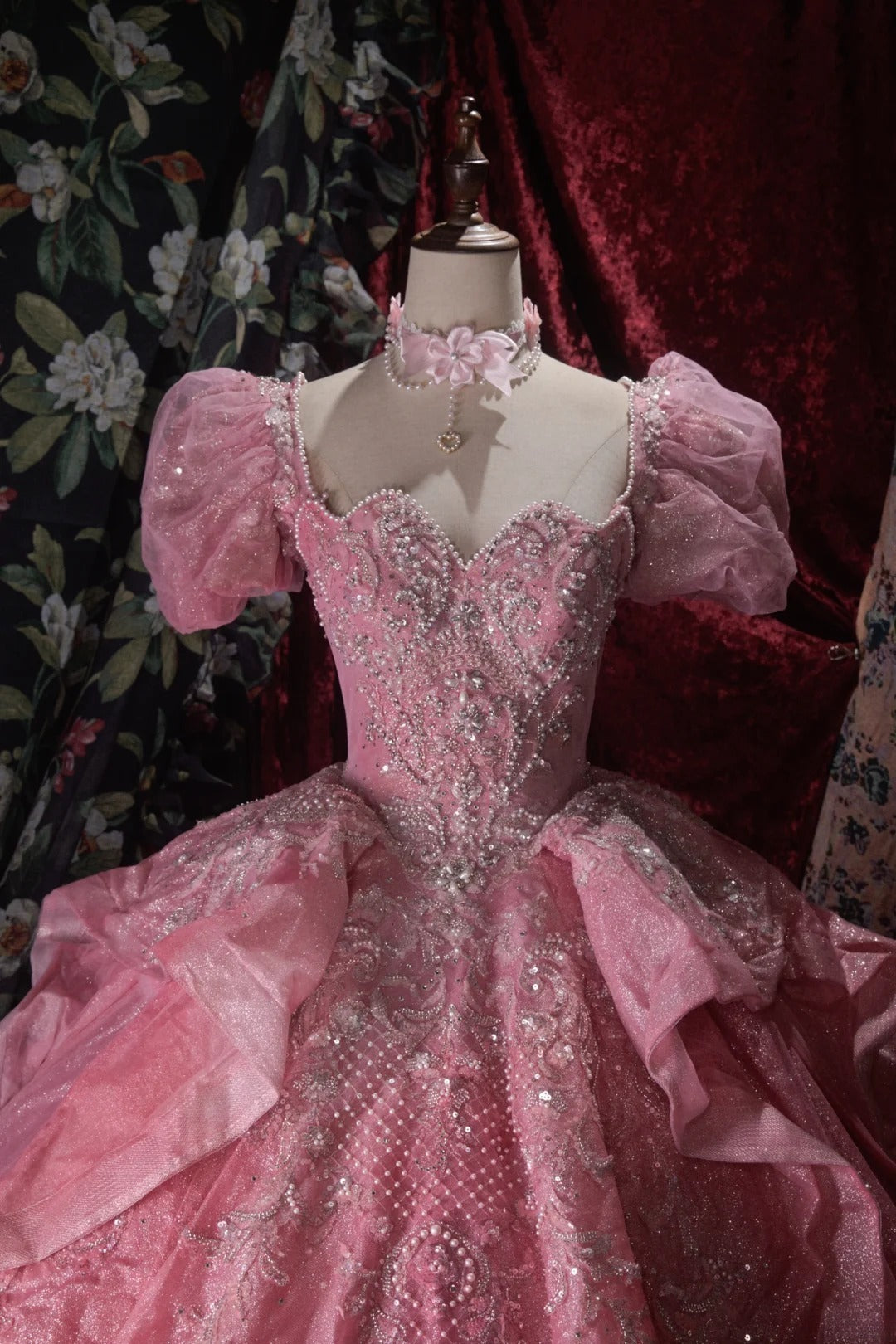 Charming Ball Gown Pink Sweetheart Quinceanera Dresses With Lace For Sweet 15 Anos Celebration Birthday Formal Gown RB8789