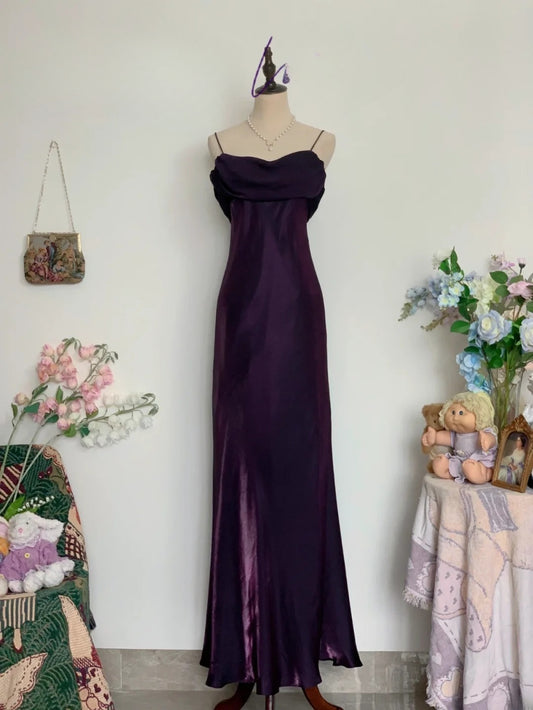 Elegant Mermaid Spaghetti Straps Purple Long Prom Dress Floor Length Evening Party Gown RB9658