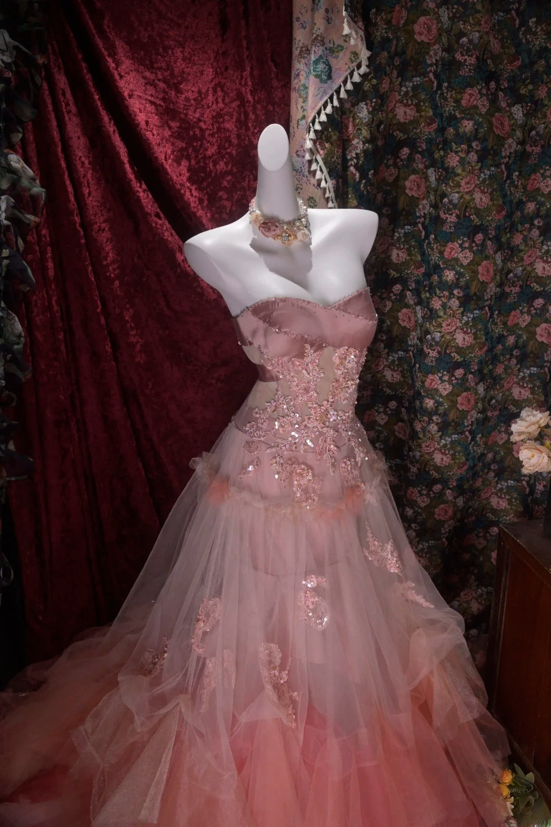 Charming Ball Gown Sweetheart Pink Tulle Quinceanera Dresses With Lace For Sweet 15 Anos Celebration Birthday Formal Gown RB8795