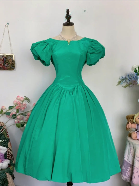 Simple Hoco Dress Ball Gown Scoop Green Knee Length Homecoming Party Dresses RB9663