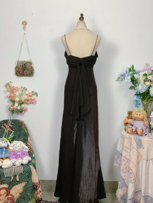 Elegant Mermaid Spaghetti Straps Black Tie Long Prom Dress Floor Length Evening Party Gown RB9666