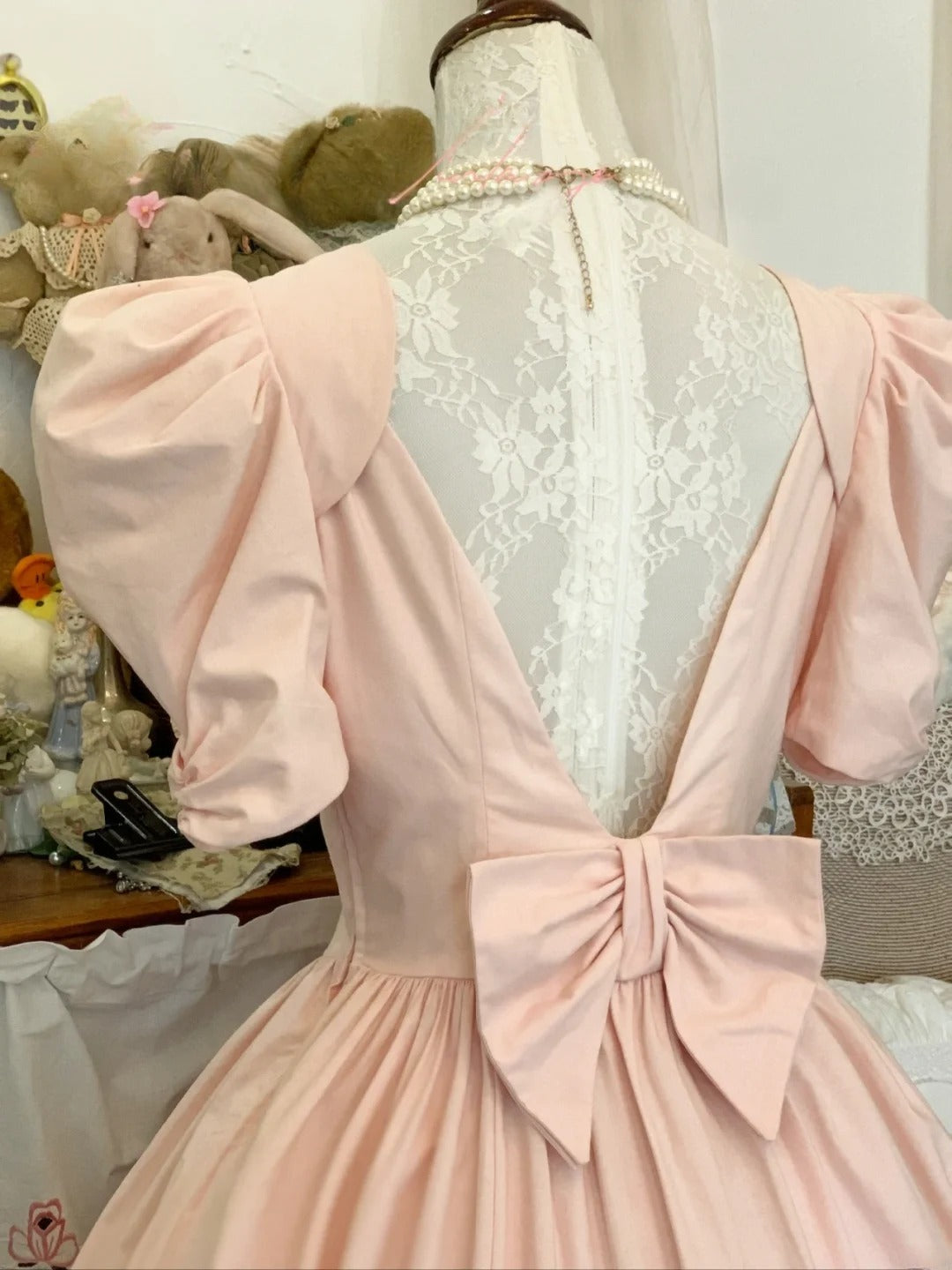 Pink Sweet 16 Dress Satin Ballgown V Neck With Sleeves Sweet Sixteen Dress RB9678