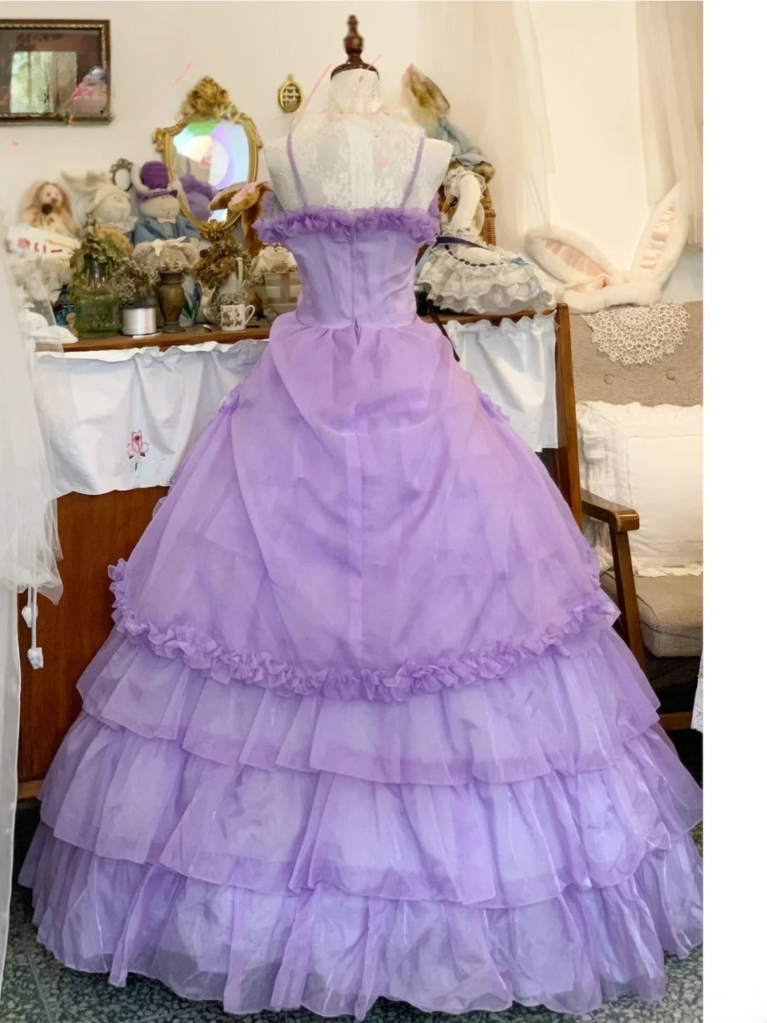 Sweet 16 Dress Ball Gown Spaghetti Straps Lilac With Tiered Layers Vestido De 15 Sweet Sixteen Dress RB9680