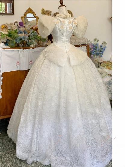 Sweet 16 Dress Satin Ballgown V Neck White With Beading Sleeves Sweet Sixteen Dress RB9693