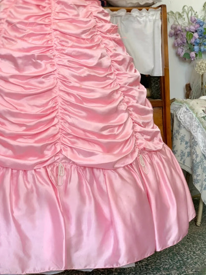 Sweet 16 Dress Satin Ballgown Scoop Pink With Ruched Long Sweet Sixteen Dress RB9698