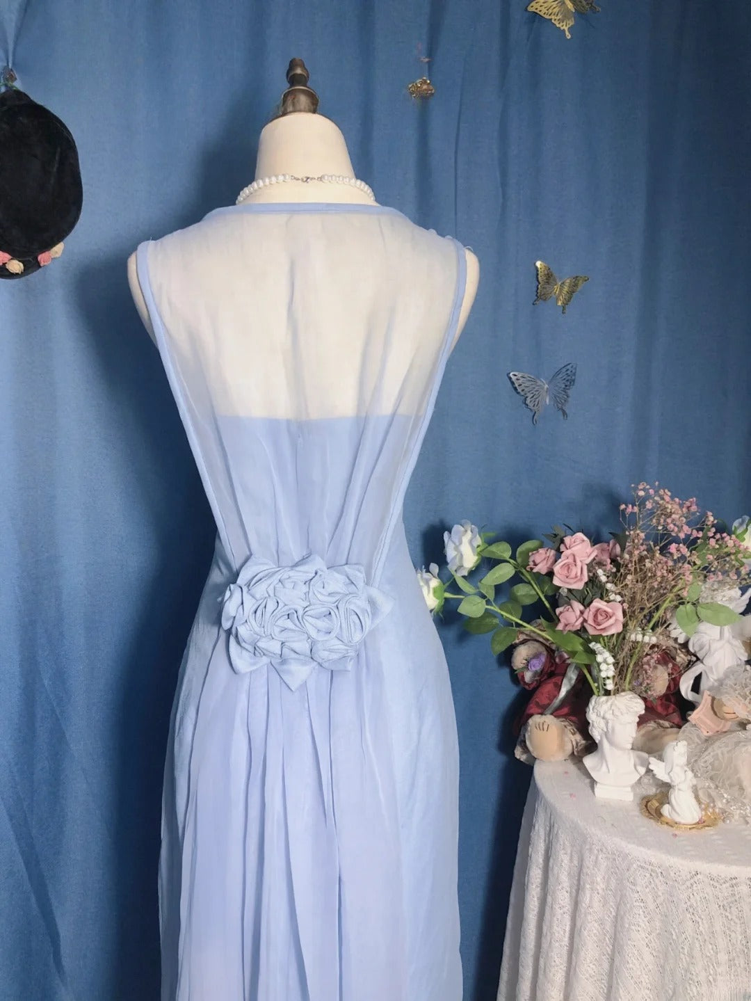 Satin Prom Dress Long Light Sky Blue Sheath Romantic Evening Gown for Prom RB9705