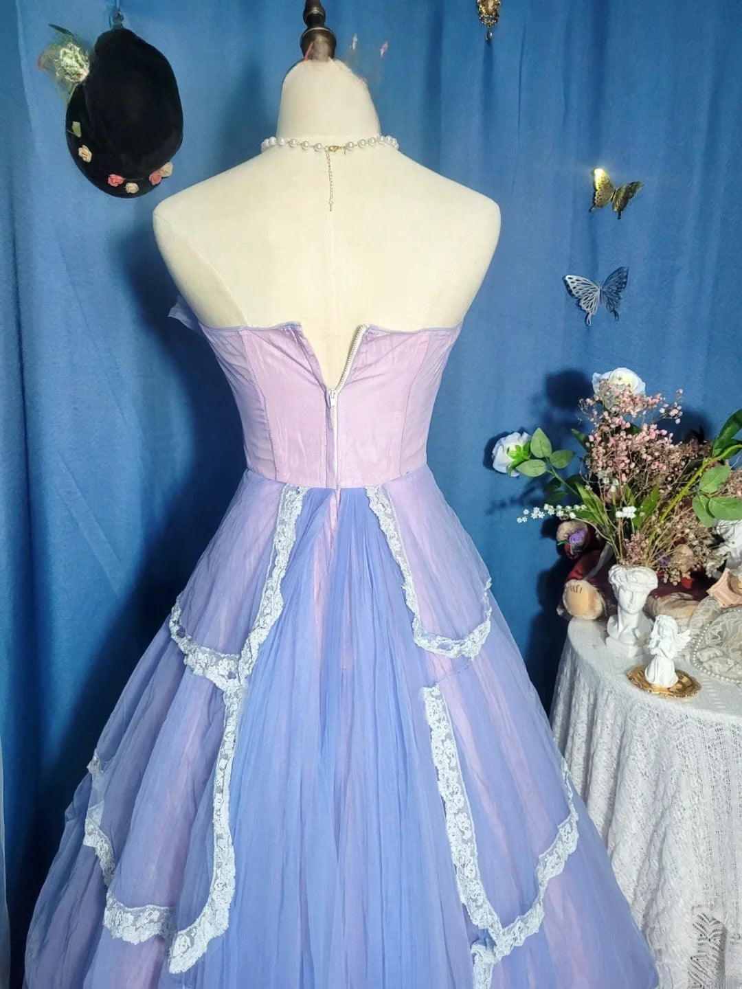 Lilac Prom Dress Long Ball Gown Sweetheart Tulle Romantic Evening Gown for Prom RB9708