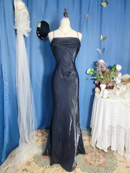 Black Prom Dress Long Mermaid Spaghetti Straps Romantic Evening Gown for Prom RB9709