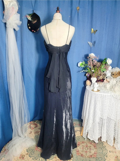Black Prom Dress Long Mermaid Spaghetti Straps Romantic Evening Gown for Prom RB9709