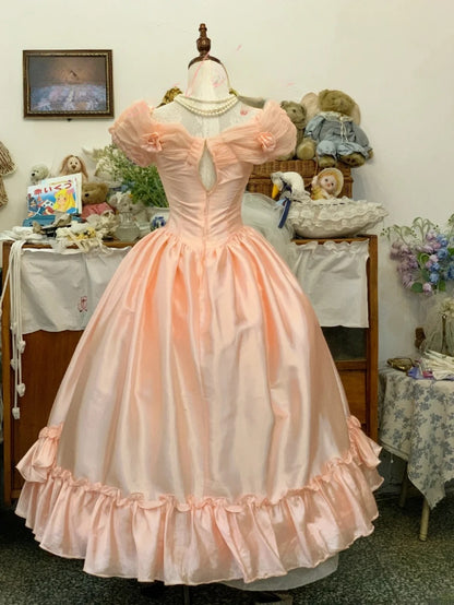 Sweet 16 Dress Lace Ballgown Blush Pink Lace With Appliqued Off Shoulder Sweet Sixteen Dress RB9711
