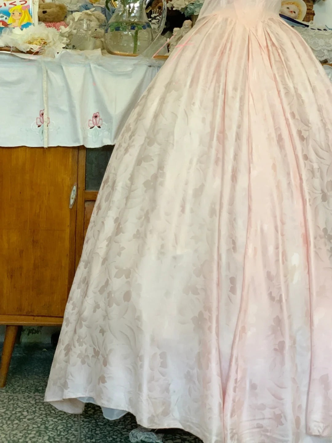 Sweet 16 Dress Satin Ballgown Pink Lace With Ruched V Neck Sweet Sixteen Dress RB9719