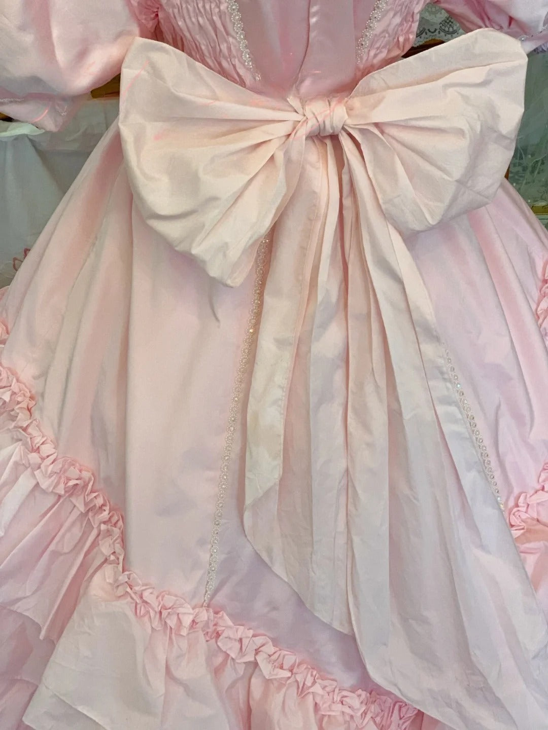 Sweet 16 Dress Pink Ballgown Square Neck Tiered Appliques With Sleeves Sweet Sixteen Dress RB9725