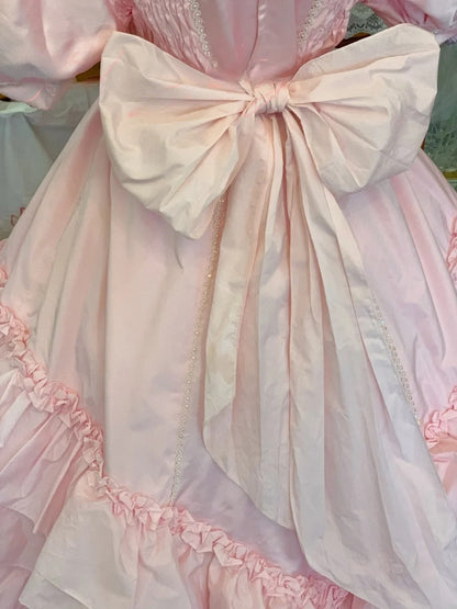 Sweet 16 Dress Pink Ballgown Square Neck Tiered Appliques With Sleeves Sweet Sixteen Dress RB9725