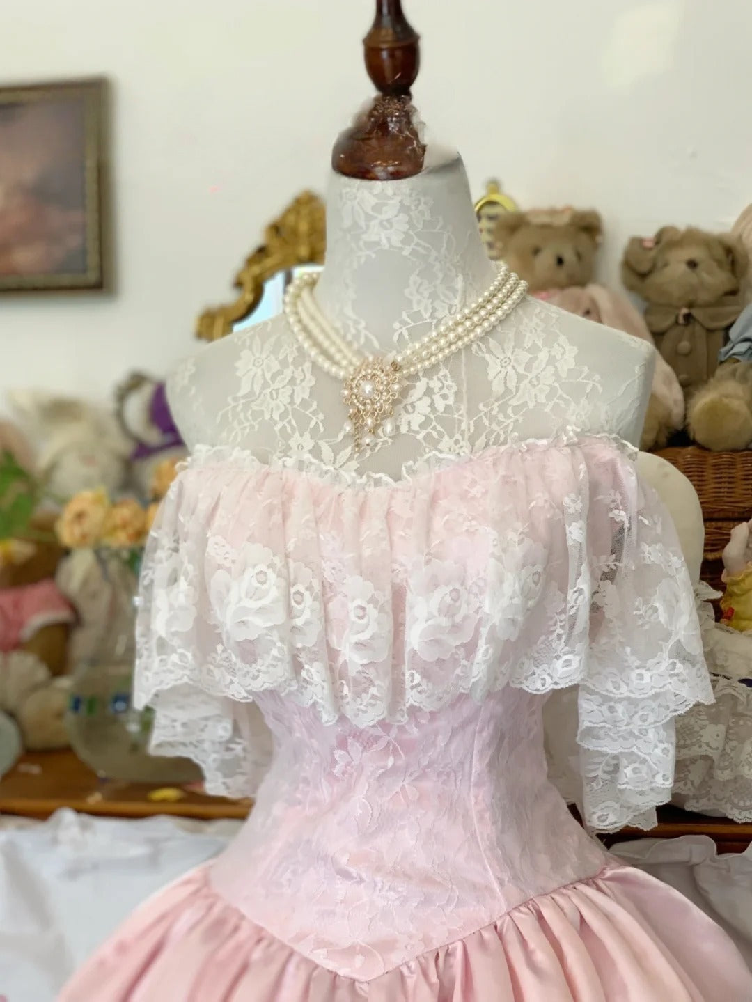 Sweet 16 Dress Ball Gown Pink Lace With High Neck Ruffled Sleeves Vestido De 15 Sweet Sixteen Dress RB9727