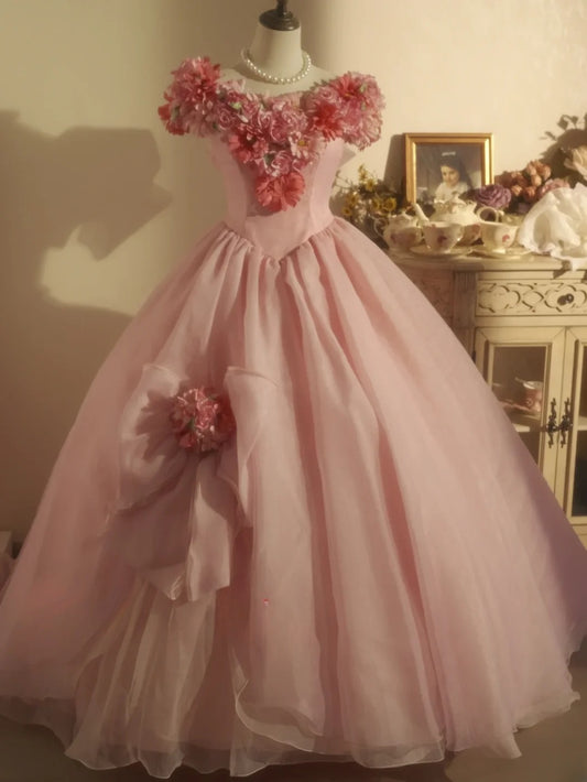 Sweet 16 Dress Ball Gown V Neck With 3D Flowers Vestido De 15 Sweet Sixteen Dress RB9732