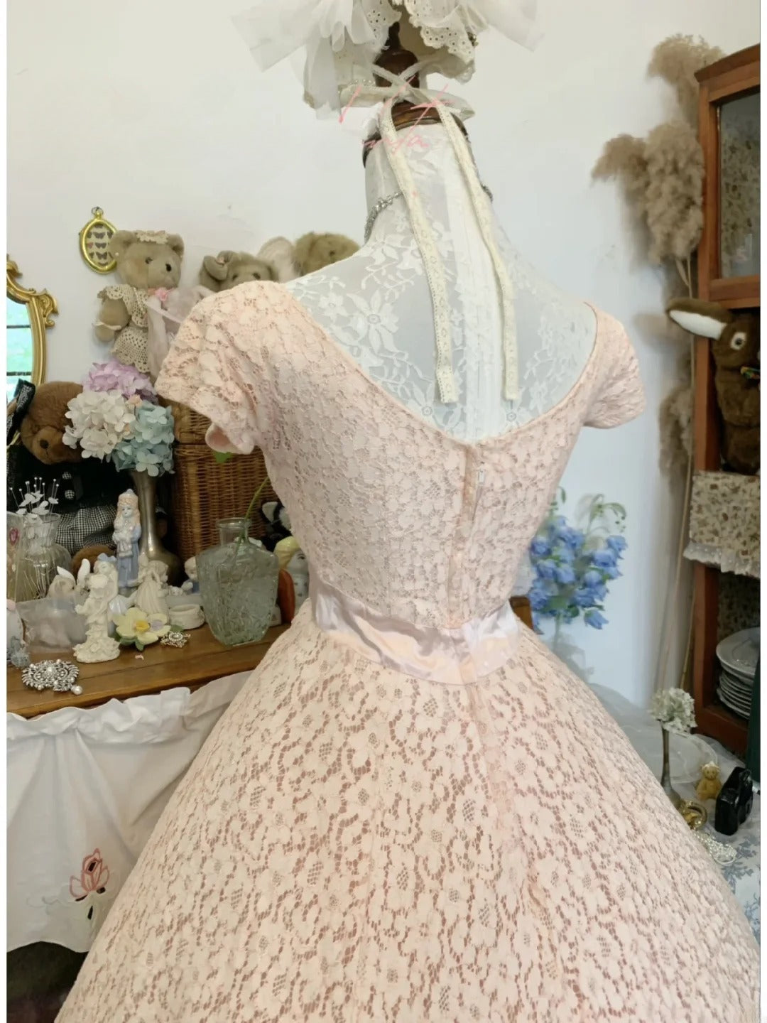 Sweet 16 Dress Pink Ball Gown Square Neck Bow-knot With Sleeves Sweet Sixteen Dress RB9733