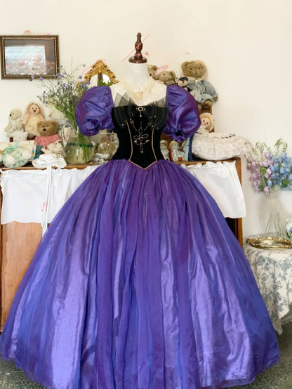 Sweet 16 Dress Grape Ball Gown Square Neck With Puffy Sleeves Sweet Sixteen Dress RB9734