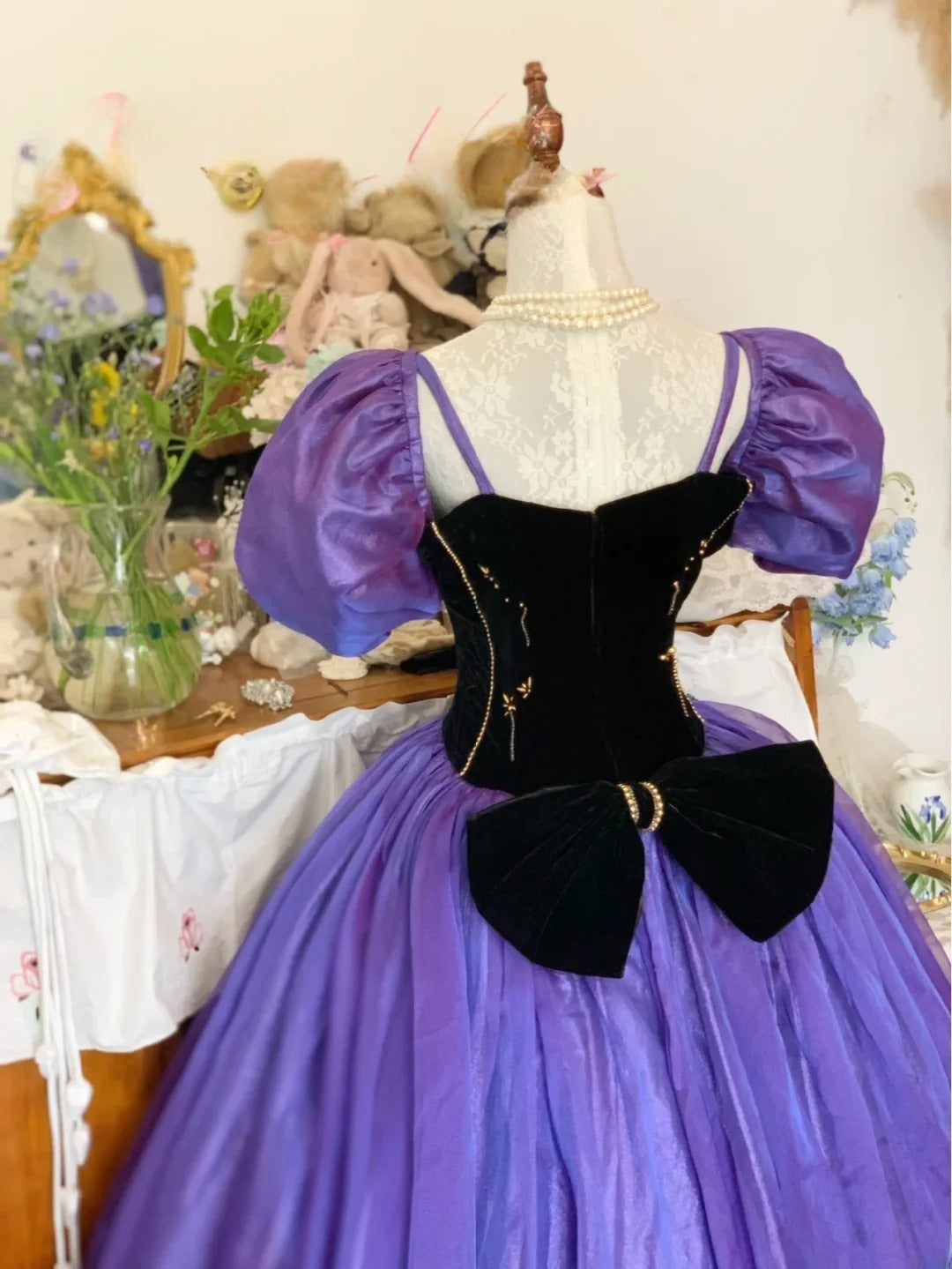 Sweet 16 Dress Grape Ball Gown Square Neck With Puffy Sleeves Sweet Sixteen Dress RB9734