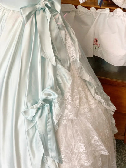 Sweet 16 Dress Light Sky Blue Ball Gown Square Neck With Bow-knot Sleeves Sweet Sixteen Dress RB9741