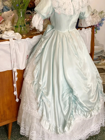 Sweet 16 Dress Light Sky Blue Ball Gown Square Neck With Bow-knot Sleeves Sweet Sixteen Dress RB9741