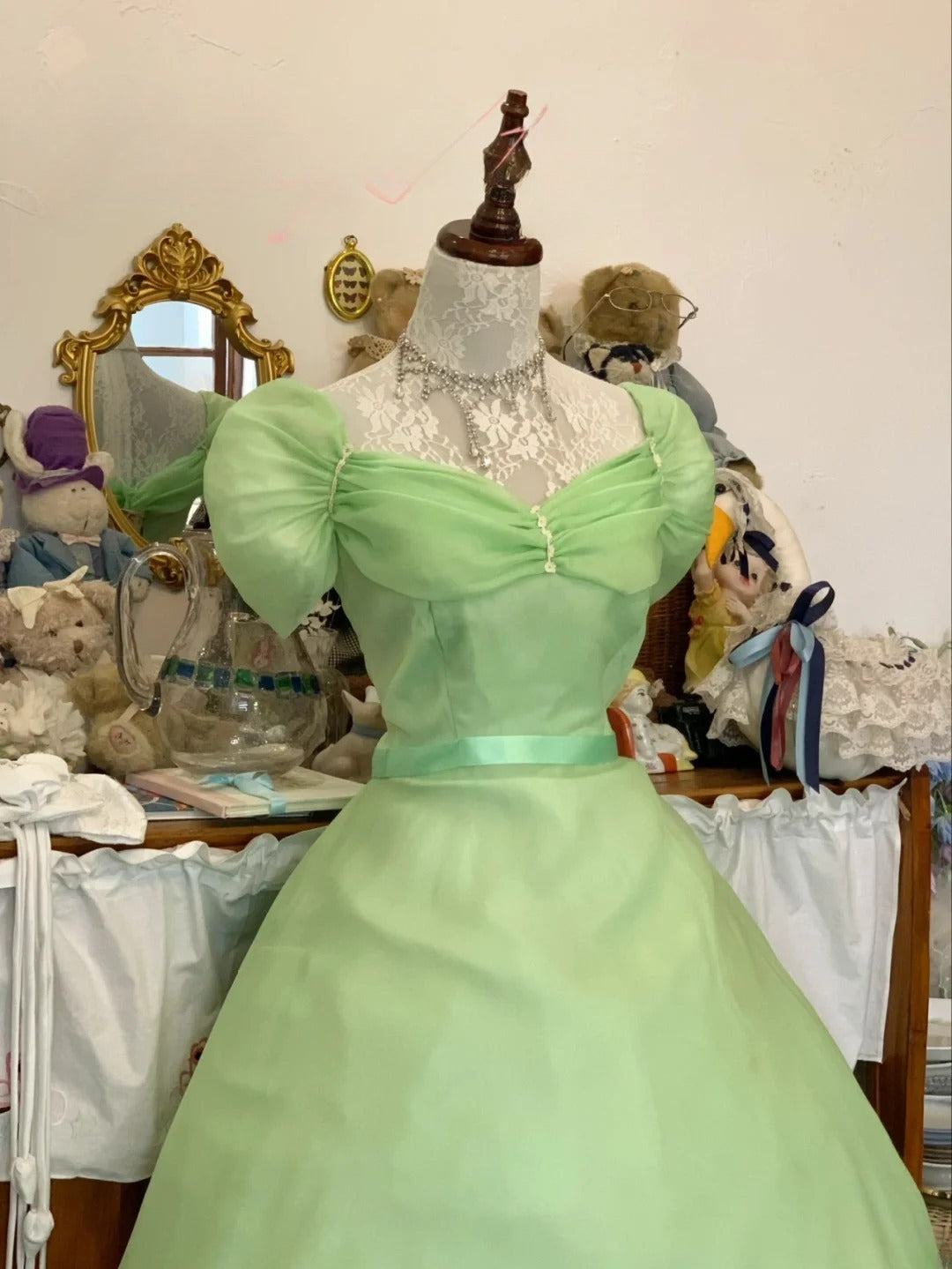 Prom Dress Ball Gown Bud Green Sweetheart With Sleeves Romantic Evening Gown for Prom RB9745