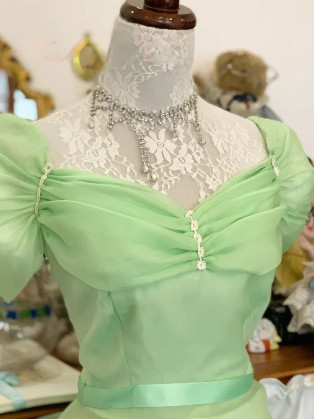 Prom Dress Ball Gown Bud Green Sweetheart With Sleeves Romantic Evening Gown for Prom RB9745