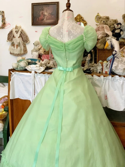 Prom Dress Ball Gown Bud Green Sweetheart With Sleeves Romantic Evening Gown for Prom RB9745