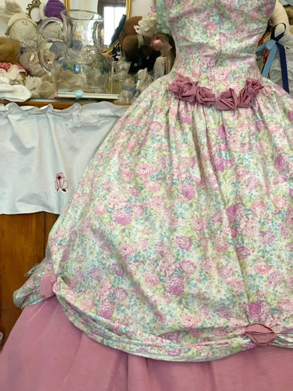 Sweet 16 Dress Pink Ball Gown Square Neck With Ruffled Floral Ruched Sweet Sixteen Dress RB9747