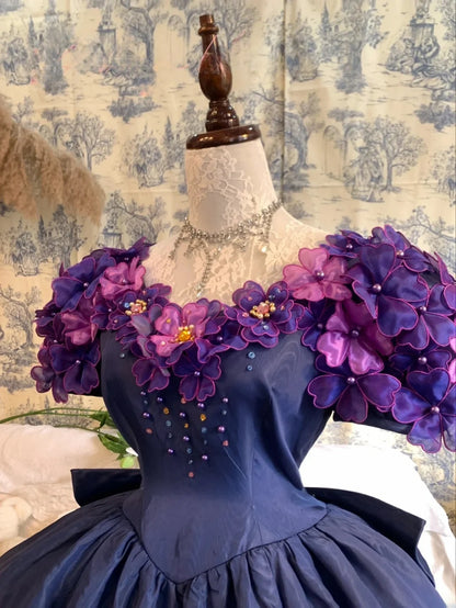 Sweet 16 Dress Ball Gown Off Shoulder Royal Blue Floral With 3D Flowers Vestido De 15 Sweet Sixteen Dress RB9748