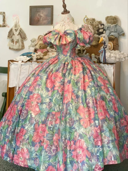 Sweet 16 Dress Ball Gown Off Shoulder Floral With Short Sleeves Vestido De 15 Sweet Sixteen Dress RB9752
