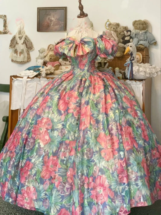 Sweet 16 Dress Ball Gown Off Shoulder Floral With Short Sleeves Vestido De 15 Sweet Sixteen Dress RB9752
