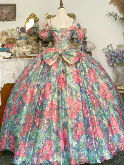 Sweet 16 Dress Ball Gown Off Shoulder Floral With Short Sleeves Vestido De 15 Sweet Sixteen Dress RB9752