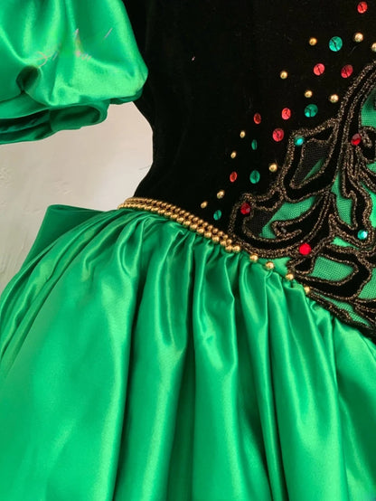 Sweet 16 Dress Green Ball Gown Strapless With Appliques Satin Sweet Sixteen Dress RB9755