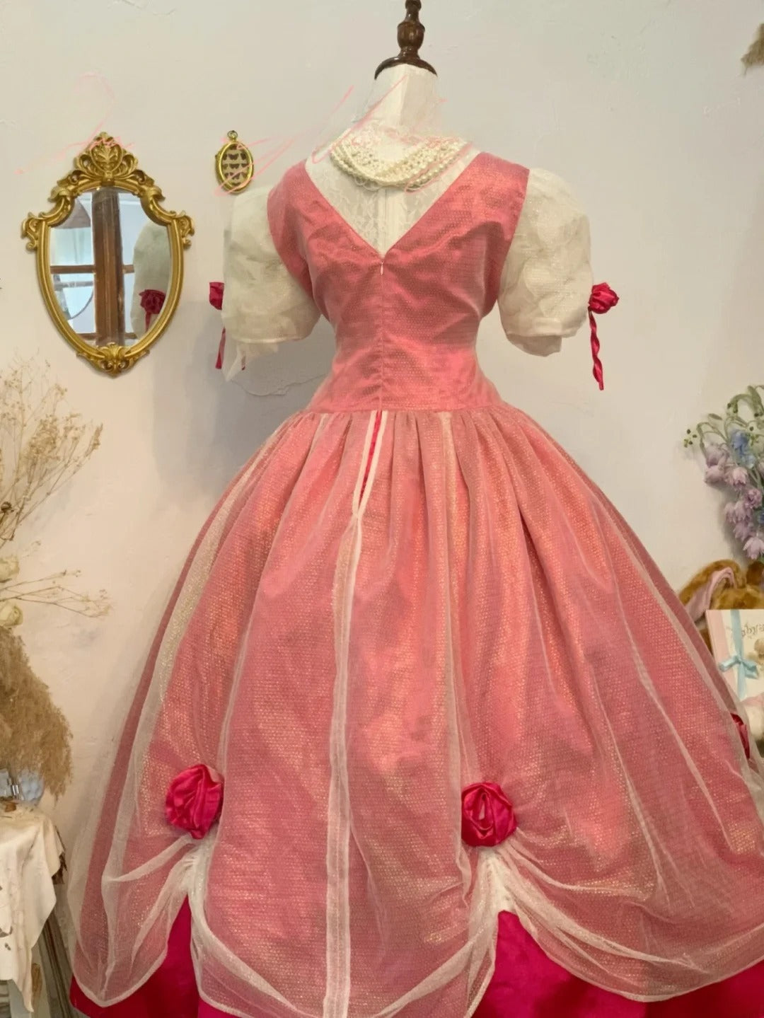 Sweet 16 Dress Hot Pink Ball Gown With Tulle Short Sleeves Satin Sweet Sixteen Dress RB9760