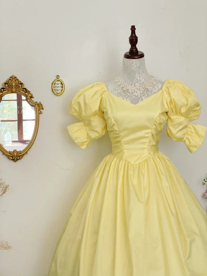 Prom Dress Ball Gown Yellow Sweetheart With Sleeves Romantic Evening Gown for Prom RB9762