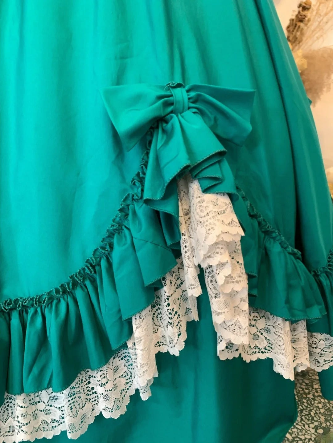 Sweet 16 Dress Green Ball Gown With Spaghetti Straps Satin Lace Sweet Sixteen Dress RB9763