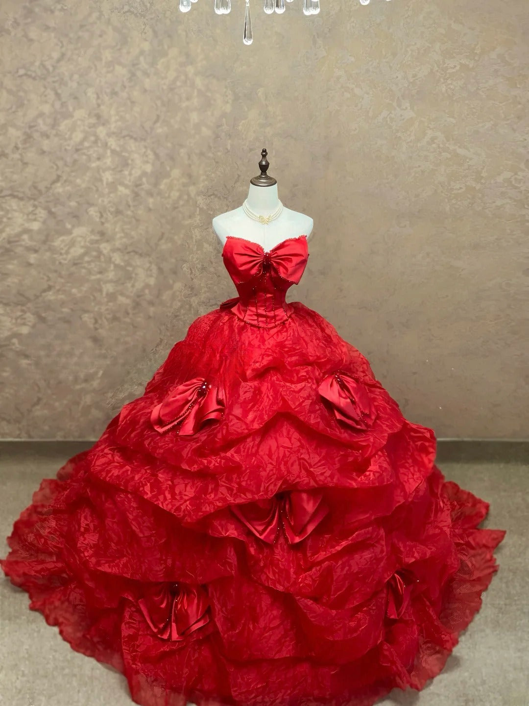Sweet 16 Dress Red Sweetheart Ball Gown With Bow-knot Sweet Sixteen Dress RB9777