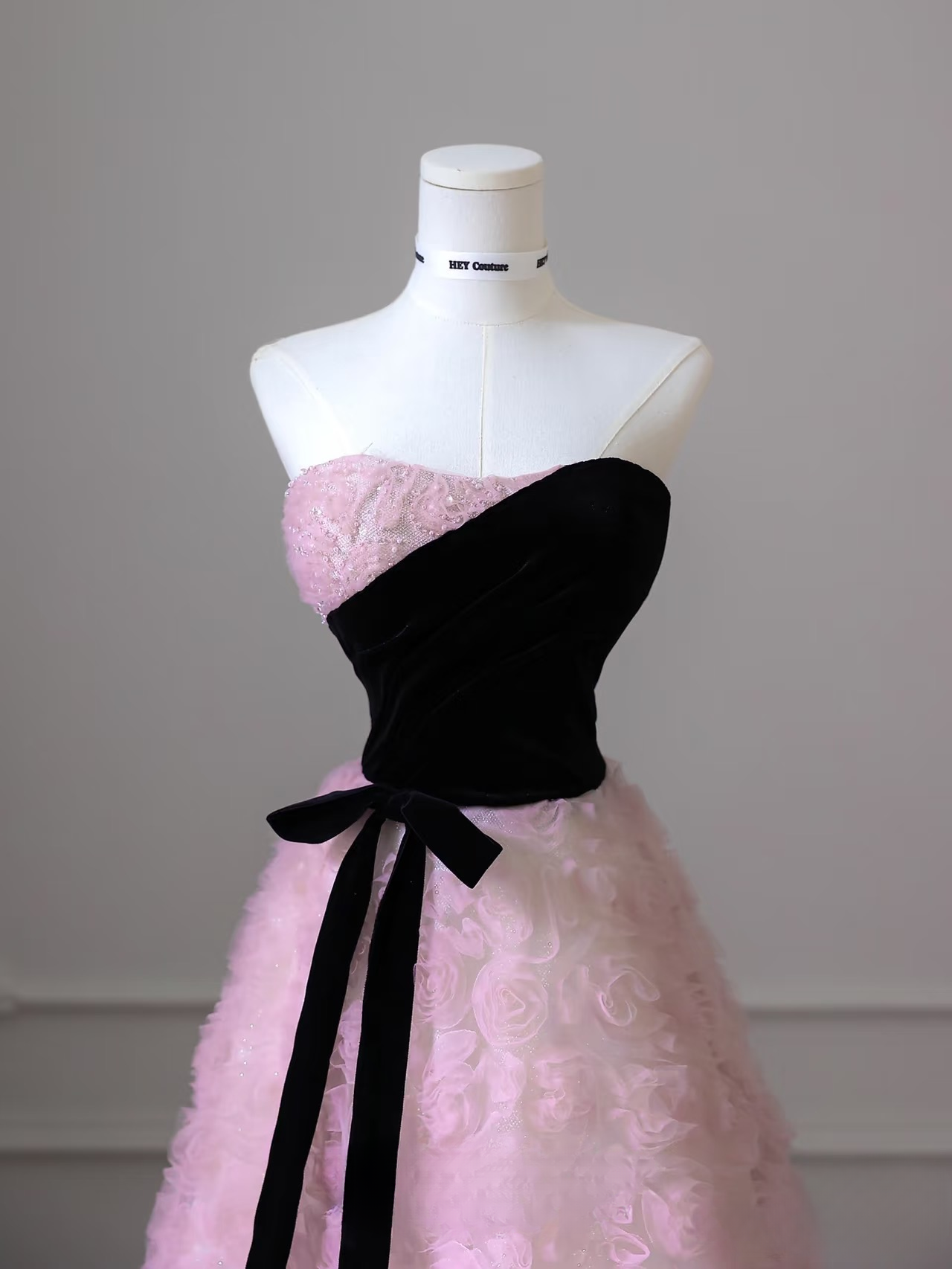 Elegant A Line Strapless Sleeveless Pink Flowers Tulle Floor Length Amazing Prom Dress Inspiration Ideas Prom Inspo Dresses Graduation Dress AU011