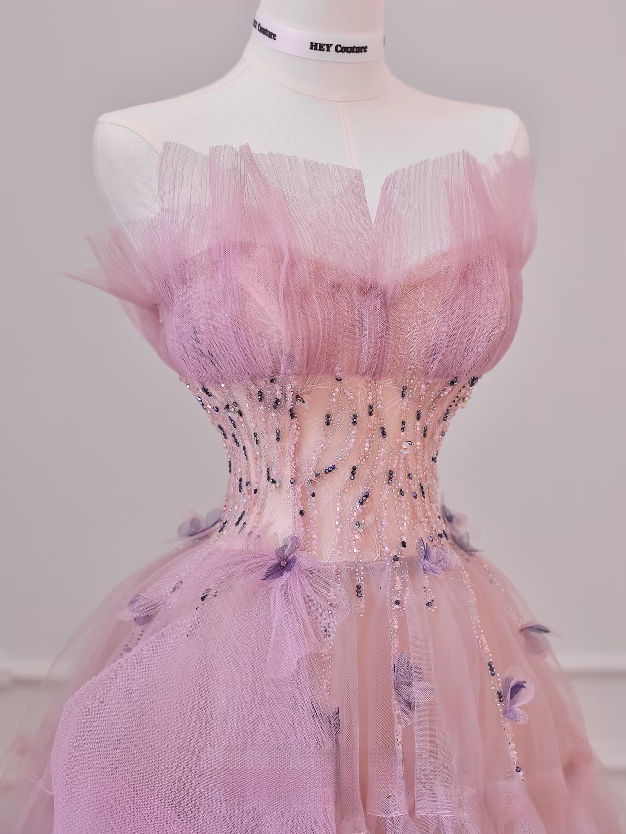 Elegant Ball Gown Strapless Sleeveless Pink Tulle Floor Length Amazing Prom Dress Inspiration Ideas Prom Inspo Dresses Graduation Dress AU012