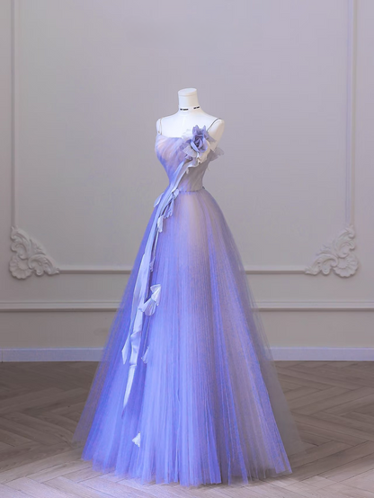 Elegant Ball Gown Spaghetti Straps Sleeveless Lilac Tulle Floor Length Amazing Prom Dress Inspiration Ideas Prom Inspo Dresses Graduation Dress AU019