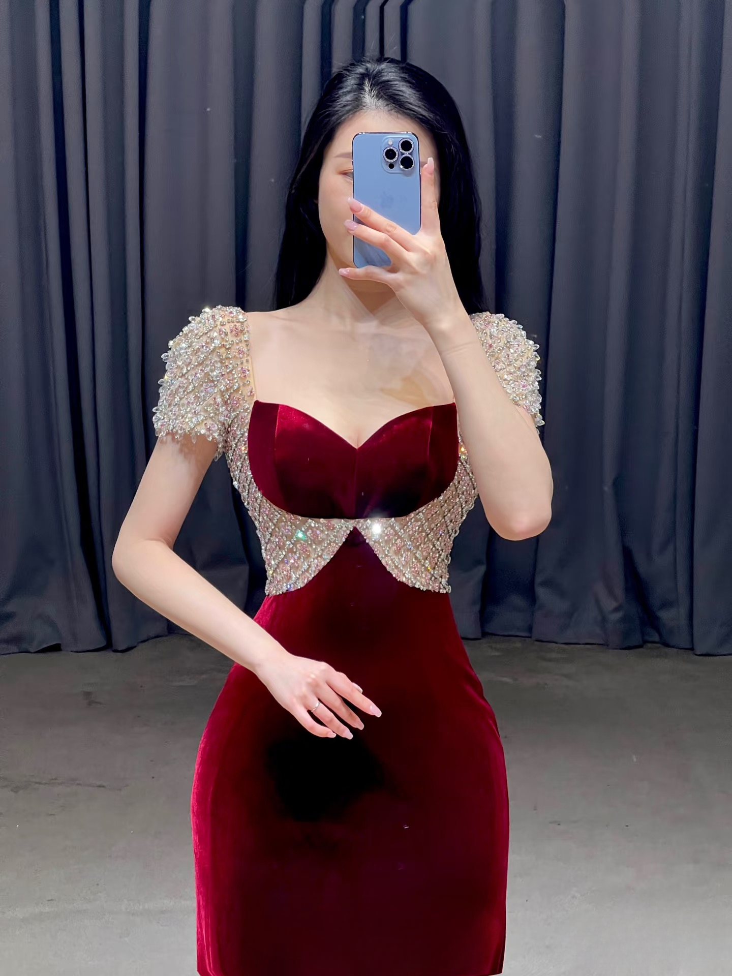 Sexy Sheath Square Neck Burgundy Floor Length Stunning Prom Dresses Inspiration Prom Dress Princess Graduation Dress AU029