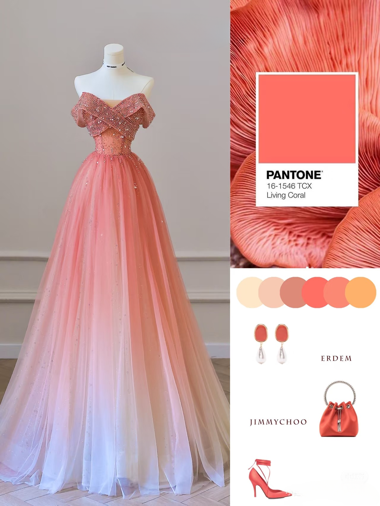 Modest Ball Gown Off The Shoulder Tulle Pink Ombre Floor Length Stunning Prom Dresses Inspiration Prom Dress Princess Formal Graduation Dress AU040