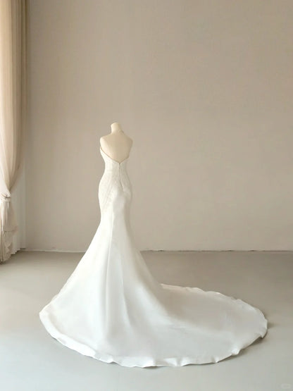 Princess Mermaid High Neck Tulle White With Beading Appliqued Groom Bride Gown Bridal Dress Modest Wedding Dresses RB7677
