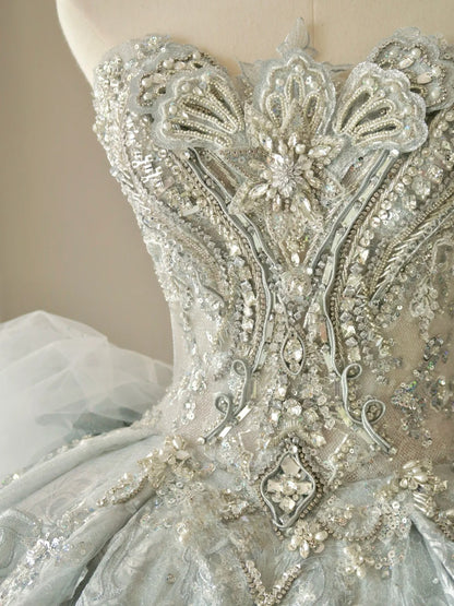 Princess Ball Gown Strapless With Ruffled Bow-knot Groom Bride Gown Bridal Dress Modest Wedding Dresses RB7678